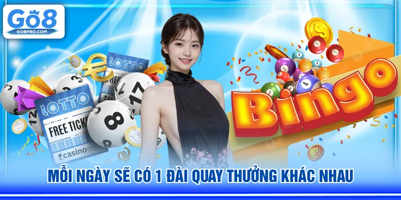 Mỗi ngày sẽ có 1 đài quay thưởng khác nhau